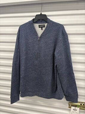 Bonobos Navy Speckled Full-Zip Bomber Sweater